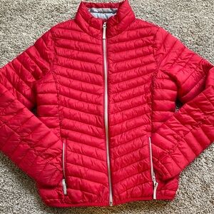 esmara by Lidl by Heidi Klum Chevron Quilted Puffer Jacket Vegan Red sz 6 EUR 38